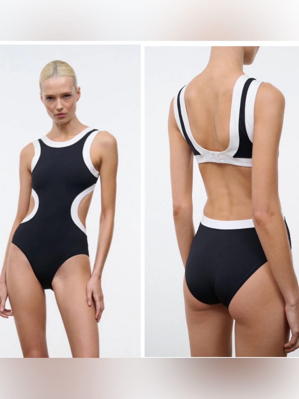 Staud Sea Dolce One Piece Swimsuit in Black White Size XL